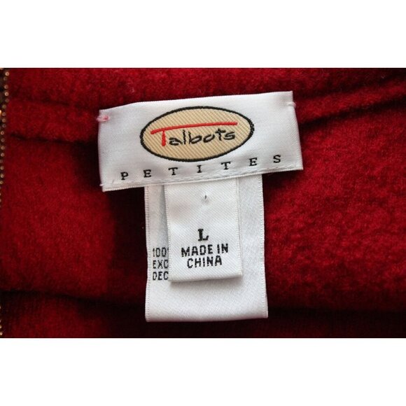 Talbots Jacket Size Large Petite 100% Wool Red Classic Embroidered Sequin Beaded - Picture 14 of 15